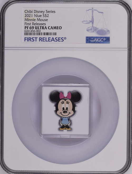 DISNEY MINNIE MOUSE CHIBI .999 SILVER COIN 2021 NIUE $2 NGC PF69 UC FR