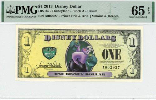 2013 $1 Disney Dollar Ursula PMG 65 EPQ (DIS162)