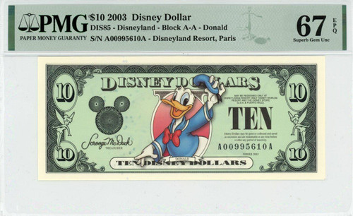 2003 $10 Disney Dollar Donald PMG 67 EPQ (DIS85)