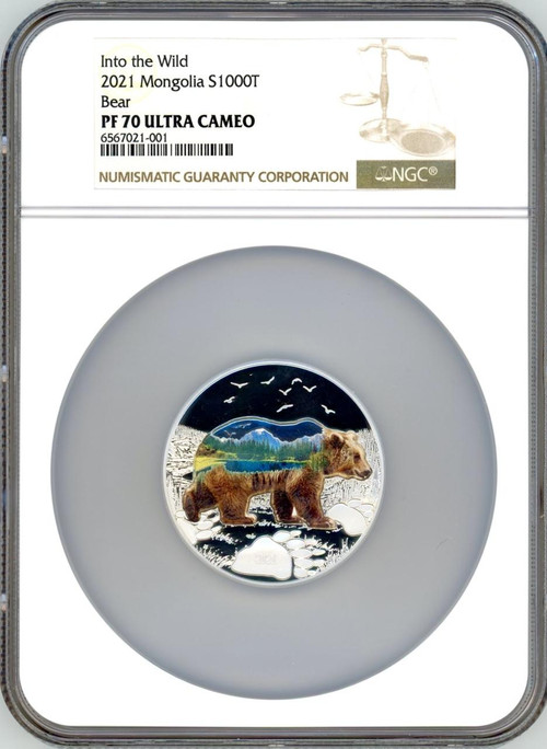 Into The Wild Bear 2021 Mongolia 2 oz Silver NGC PF70 ULTRTA CAMEO