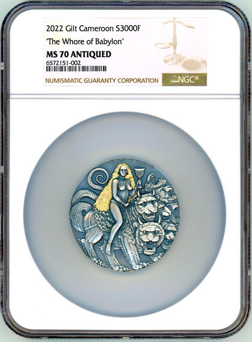 2022 Cameroon The Whore Of Babylon Antique Finish 3oz Silver Coin NGC 70 COA 028
