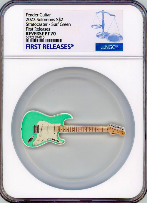 Pamp Suisse 2022 Fender Guitar Surf Green Stratocaster Shaped NGC 70 FR 1oz