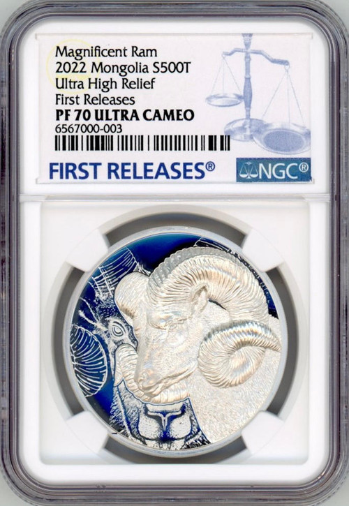 2022 Mongolia Magnificent Ram Argali 1oz Silver Proof Coin NGC 70 FR