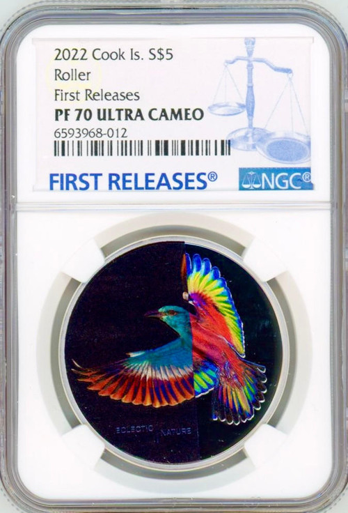 2022 Cook Islands Roller 1oz .999 Silver Coin Eclectic Nature Bird CIT NGC 70 FR