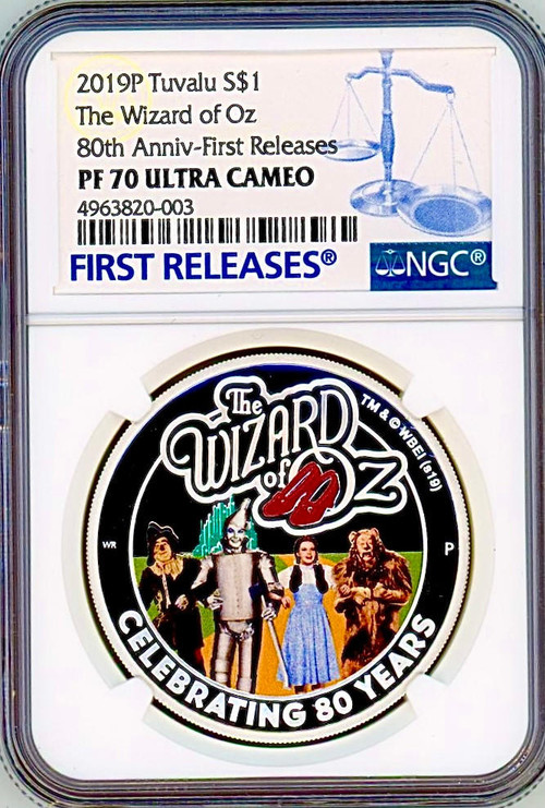THE WIZARD OF OZ 80TH ANNIVERSARY 2019 TUVALU 1oz SILVER COIN $1 NGC PF 70 FR