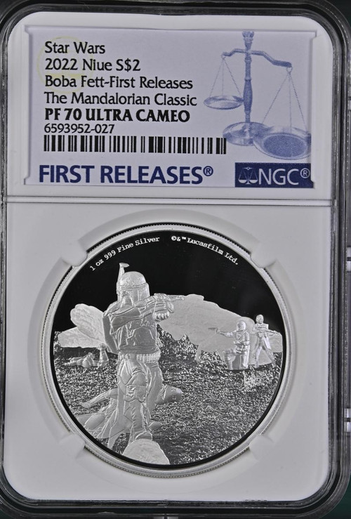 2022 Niue Boba Fett Star Wars The Mandalorian Classic NGC 70 FR