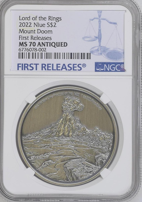 2022 LORD OF THE RINGS MOUNT DOOM 1oz SILVER COIN NGC PF70 FIRST RELEASE