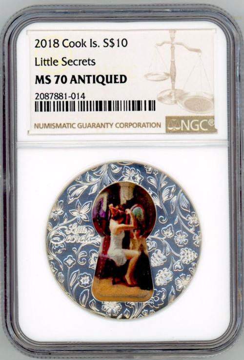 POP 6 LITTLE SECRETS Door Hole 2 oz Silver Coin 10$ Cook Islands 2018 NGC 70
