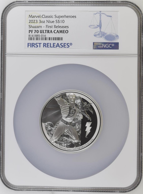 2023 Niue DC Comics Classic Shazam 3oz Silver Proof Coin NGC 70 FR