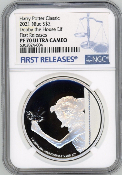 2021 Niue 1oz Proof Silver Dobby The House Elf Silver Coin NGC 70FR