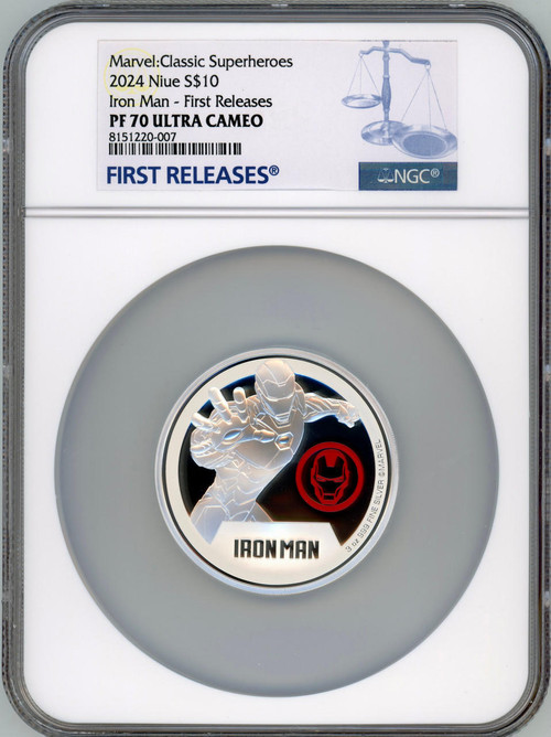 2024 Niue Marvel Classic Superheroes Iron Man 3 oz Silver Coin NGC 70 FR