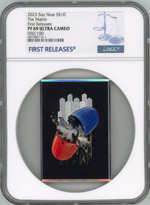 The Matrix WB100 Art NGC 69 FR $10 5 OZ Silver Coin 2023 Niue COA 50/100