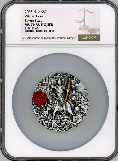 2023 Niue Seven Seals Of The Apocalypse White Horse 3oz Silver Coin NGC 70