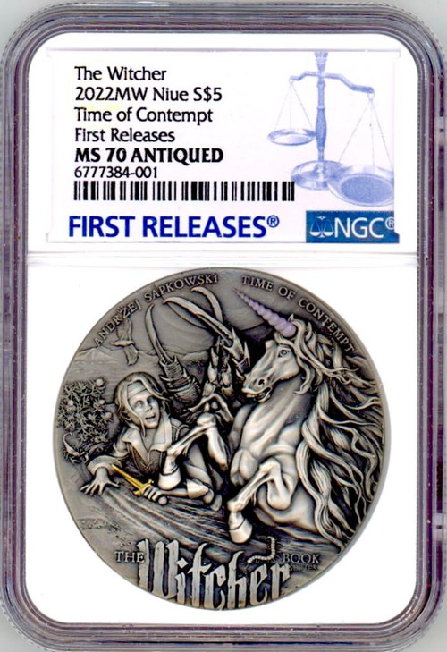 2022 Niue The Witcher Book Time Of Contempt 2 oz Silver Coin NGC 70 FR