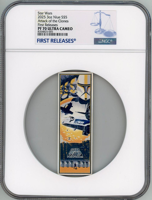 2025 Niue Star Wars Attack Of The Clones 3 oz Proof Silver Poster Coin NGC 70 FR