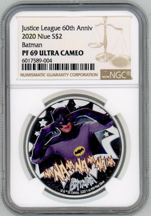 2020 Niue Batman 1 oz Silver Error Label Coin NGC 69 Batman 66