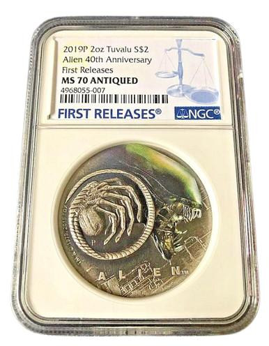  Alien 40th Anniversary 2019 2oz Silver Antiqued Colorized Coin NGC MS 70 FR 