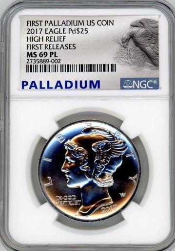  American Palladium Eagle 2017 USA $25 1oz Palladium Coin NGC MS 69 PL 