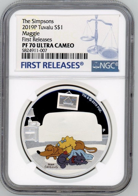The Perth Mint MAGGIE THE SIMPSONS 2019 TUVALU dollar1 SILVER COIN 1oz NGC PF 70 FR The Perth Mint MAGGIE THE SIMPSONS 2019 TUVALU dollar1 SILVER COIN 1oz NGC PF 70 FR