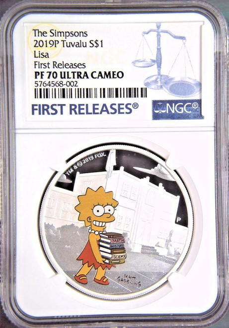 The Simpsons IN STOCK FIRST RELEASES 2019 THE SIMPSONS LISA SIMPSON 1OZ SILVER COIN NGC PF70 The Simpsons IN STOCK FIRST RELEASES 2019 THE SIMPSONS LISA SIMPSON 1OZ SILVER COIN NGC PF70