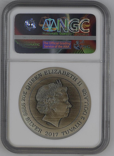 STAR TREK NEXT GENERATION COMMANDER WORF 2017 2oz TUVALU $2 SILVER COIN NGC 70FR