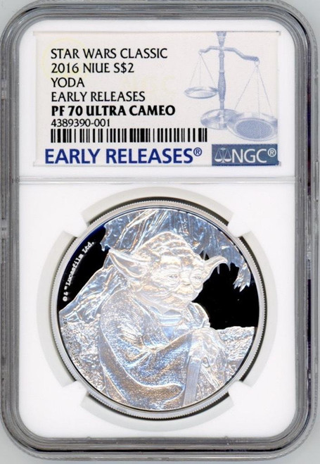 YODA STAR WARS CLASSIC 2016 NIUE $2 SILVER COIN NGC PF 70 ULTRA CAMEO ER