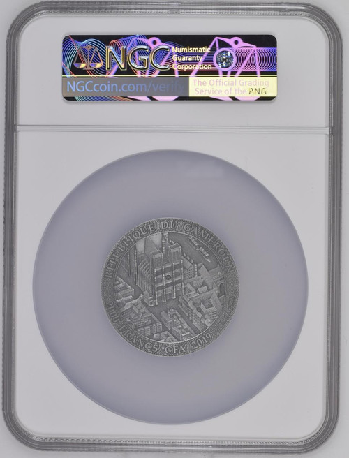Mint XXI NOTRE DAME PARIS 2019 CAMEROON 2oz SILVER COIN NGC MS 70 ANTIQUED POP 5 ONLY