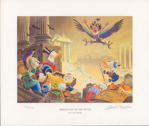 Disney MENACE OUT OF THE MYTHS by Carl Barks Limited Edition Lithograph Disney MENACE OUT OF THE MYTHS by Carl Barks Limited Edition Lithograph