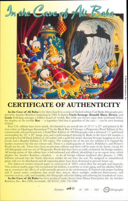 Disney In the Cave of Ali Baba by Carl Barks Limited Edition Lithograph Disney In the Cave of Ali Baba by Carl Barks Limited Edition Lithograph