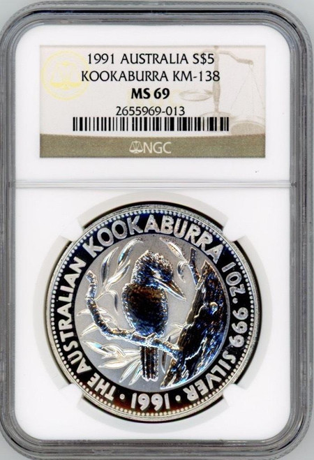 KOOKABURRA KM-138 1991 $5 AUSTRALIA NGC MS69