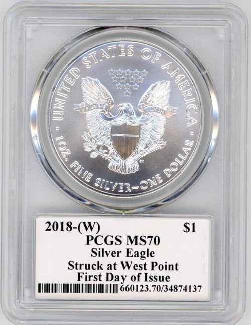 2018 W SILVER EAGLE PCGS MS70 THOMAS CLEVELAND SIGNATURE TORCH LABEL FDOI