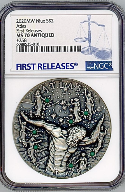 Numiartis ATLAS TITANS GODS GLOW IN THE DARK 2020 2oz SILVER COIN NGC MS 70 ANTIQUED FR Numiartis ATLAS TITANS GODS GLOW IN THE DARK 2020 2oz SILVER COIN NGC MS 70 ANTIQUED FR