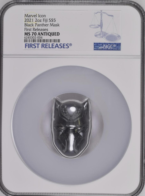 Marvel BLACK PANTHER MARVEL 2021 FIJI 2oz SILVER COIN dollar5 NGC MS 70 FR Marvel BLACK PANTHER MARVEL 2021 FIJI 2oz SILVER COIN dollar5 NGC MS 70 FR