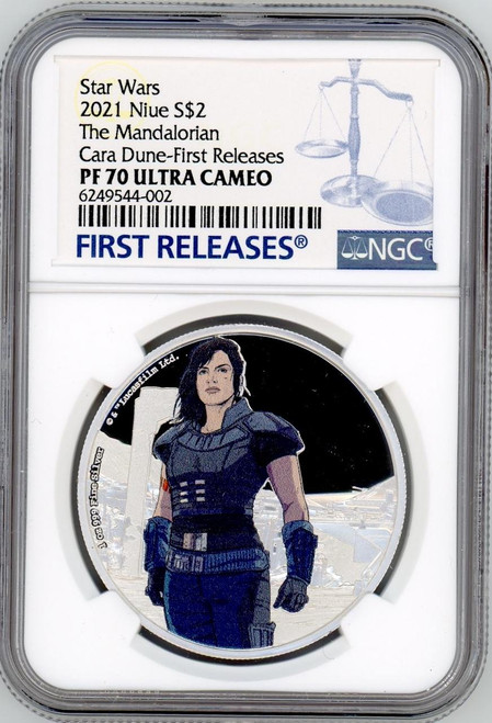 Star Wars STAR WARS THE MANDALORIAN CARA DUNE 2021 NIUE NGC PF 70 UC FR Star Wars STAR WARS THE MANDALORIAN CARA DUNE 2021 NIUE NGC PF 70 UC FR