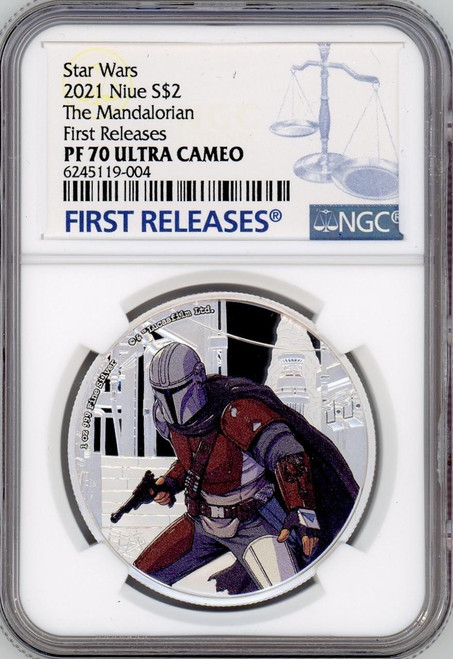 Star Wars STAR WARS THE MANDALORIAN 2021 NIUE 1oz SILVER PROOF COIN dollar2 NGC PF70 UC FR Star Wars STAR WARS THE MANDALORIAN 2021 NIUE 1oz SILVER PROOF COIN dollar2 NGC PF70 UC FR