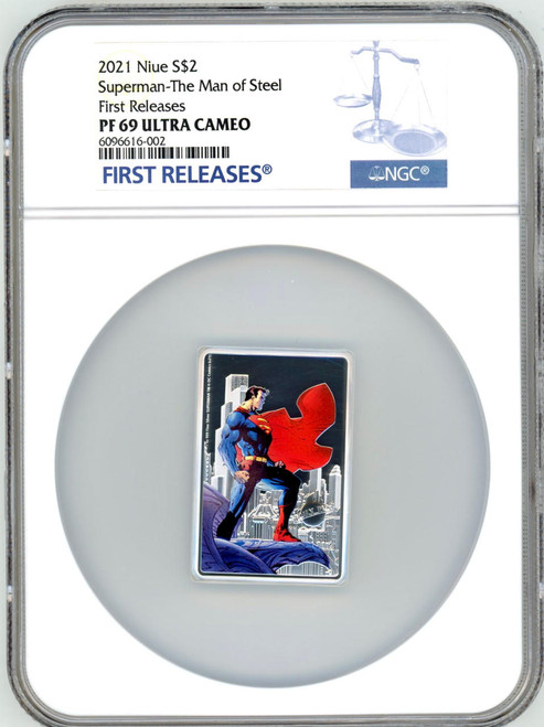 Superman SUPERMAN THE MAN OF STEEL 2021 NIUE 1oz SILVER COIN NGC PF 69 FR UC  Superman SUPERMAN THE MAN OF STEEL 2021 NIUE 1oz SILVER COIN NGC PF 69 FR UC