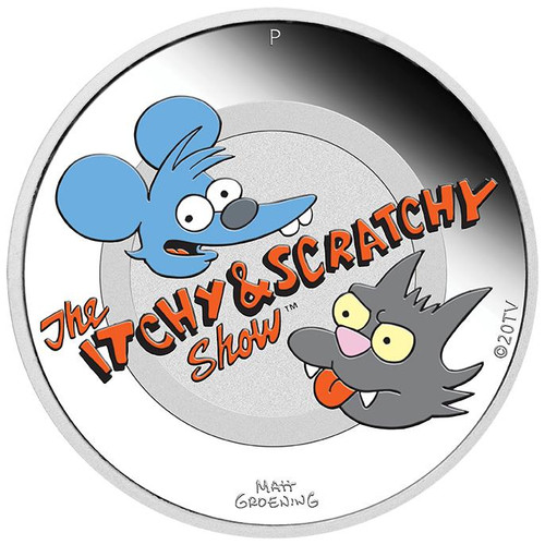 NGC 70 FIRST RELEASES THE SIMPSONS ITCHY & SCRATCHY 2021 TUVALU 1oz SILVER COIN