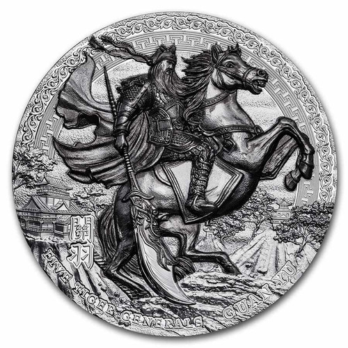 Mint of Poland Mennica Polska 2020 3 Oz BLACK PROOF Silver dollar5 Niue GUAN YU Five Tiger Generals Coin