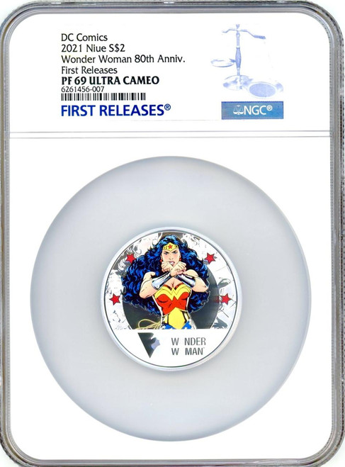 2021 DC Comics Wonder Woman 80th Anniversary 1oz Silver Coin NGC PF69 FR OGP