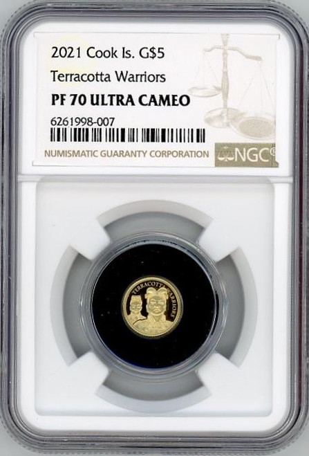 2021 Cook Islands $5 1/2 Gram Gold Terracotta Warriors NGC PF 70