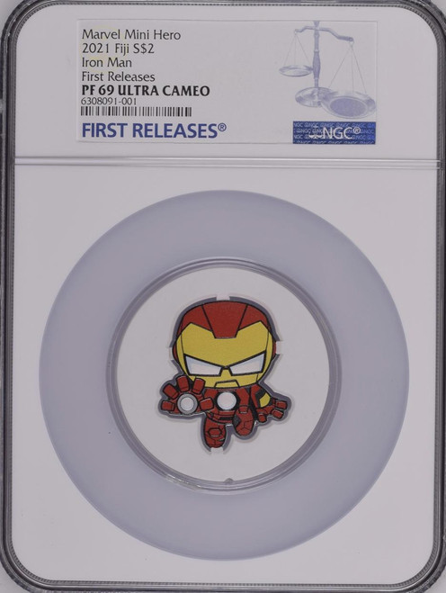 2021 MARVEL Mini Hero Iron Man 1oz Silver Coin FIJI $2 NGC PF 70 UC FR