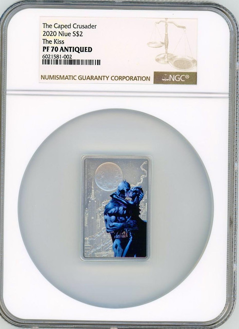 Batman The Caped Crusader Kiss 2020 Niue 1oz Silver Coin dollar2 Batman DC Comics NGC PF70 Batman The Caped Crusader Kiss 2020 Niue 1oz Silver Coin dollar2 Batman DC Comics NGC PF70