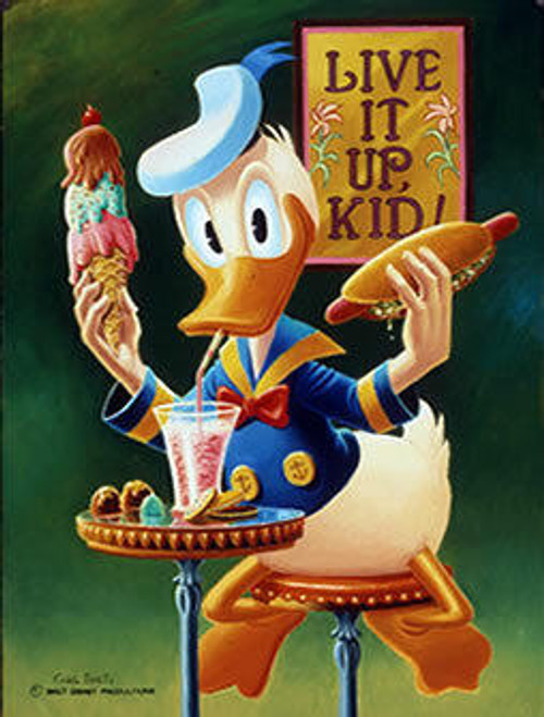 Disney LIVE IT UP DONALD, YOU ARE 50 by Carl Barks Limited Edition Lithograph Disney LIVE IT UP DONALD, YOU ARE 50 by Carl Barks Limited Edition Lithograph