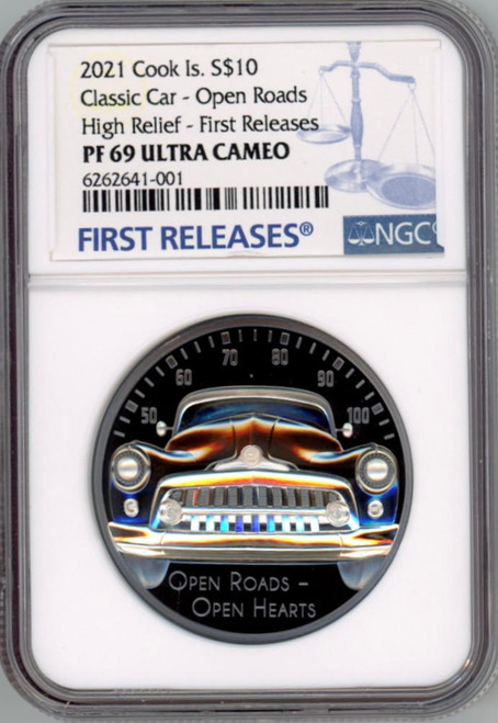 NGC MS70 GOLDEN CLASSIC CAR OPEN ROADS 2021 0.5 Gram .9999 Pure