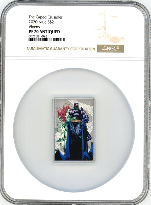 The Caped Crusader VIXENS 2020 Niue 1oz Silver Coin Batman DC Comics NGC PF70