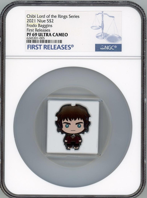 The Lord of the Rings FRODO BAGGINS Lord of the Rings 2021 Niue 1oz CHIBI SILVER Coin NGC PF69 UC FR The Lord of the Rings FRODO BAGGINS Lord of the Rings 2021 Niue 1oz CHIBI SILVER Coin NGC PF69 UC FR