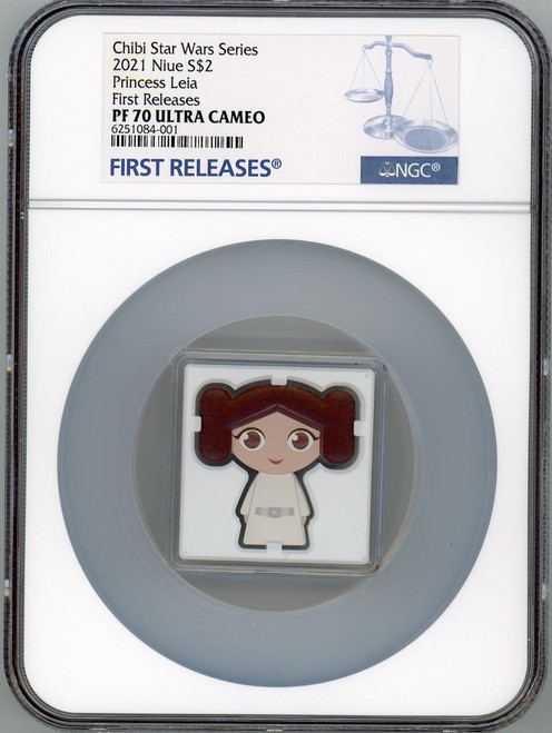 Star Wars PRINCESS LEILA STAR WARS Chibi 1oz Silver Coin 2021 Niue NGC PF70 UC FR Star Wars PRINCESS LEILA STAR WARS Chibi 1oz Silver Coin 2021 Niue NGC PF70 UC FR