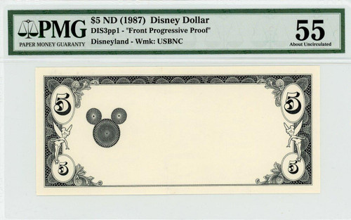 1987 $5 Disney Dollar DIS3pp Front Progressive Proof PMG 55