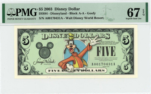 2003 $5 Disney Dollar Goofy PMG 67 EPQ (DIS84)