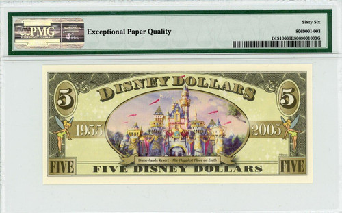 2005 $5 Disney Dollar Donald Duck DIS106 PMG 66 EPQ TOP POP